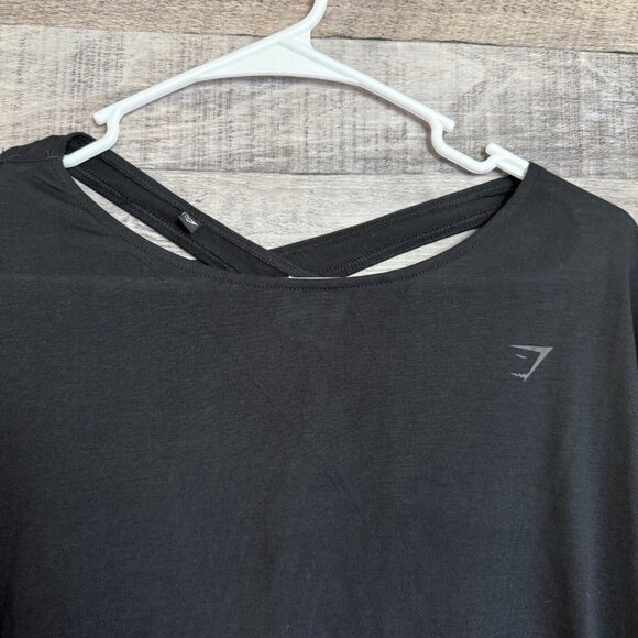 Gymshark Shirt Womens Medium Black Super Soft Cut Out Long Sleeve - Picture 3 of 8